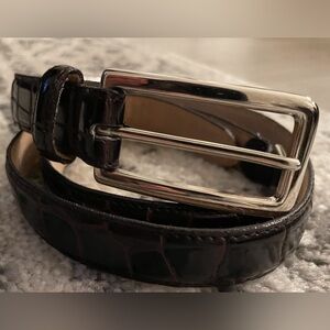 Perry Ellis Ladies Croc Leather Brown Belt Size L